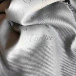 Cartier Silk Blue/Gray Vintage Scarf Size 52x55